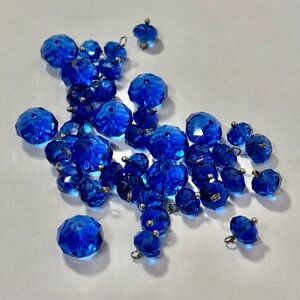 Lot of 40 Faceted Rondelle Sapphire Blue Czech Glass Crystal Beads 7mm to 10mm
